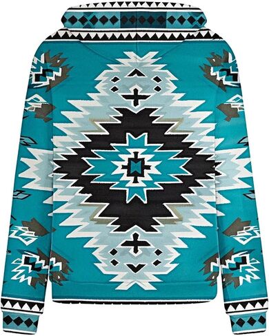 Women's Western Aztec Ethnic Style Hoodies Sweatshirts Casual Western Cowgirl Rhombus Printed Pullover Tops in Kuwait