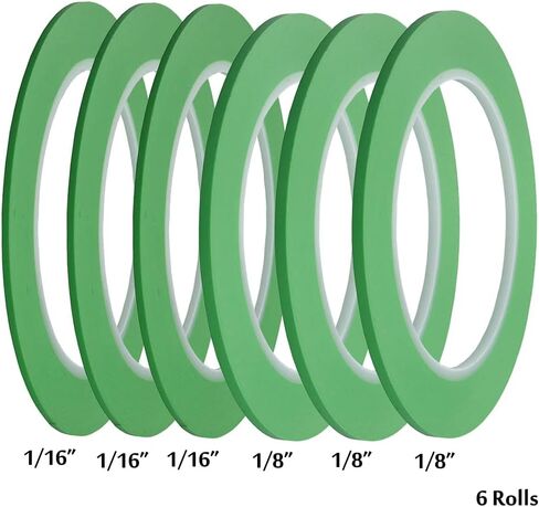JINBING High-Temp Vinyl Fine Line Fineline Masking Tape Automotive Paint for Curves Green 1/2 in x 36Y in Saudi Arabia
