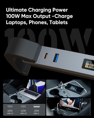 Tesla Glovebox USB Hub - 4-Port Expansion for Model Y(21-24) & 3(21-23), USB 3.0 Data Transfer & Charging, Compact Design with Type-C and USB Ports, Cybertruck-Inspired Tesla Accessories in Kuwait