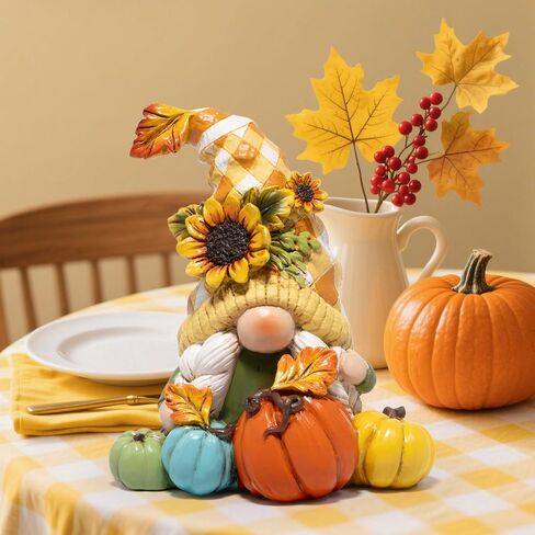 Hodao Fall Thanksgiving Pumpkin Gnome ديكورات يدوية سويدية Tomte Gnome Elf لهدايا ديكور الخريف - ديكور مركزي لحفلات عيد الشكر - هدية الخريف لطاولة العشاء وعرض المنزل (أصفر-2) in Kuwait