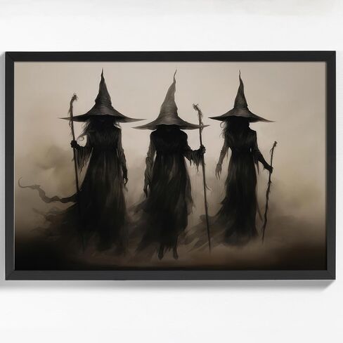 Black Framed Dark Academia Wall Art Painting Vintage Witch Poster For Halloween Victorian Gothic Room Wall Decor-Vintage Goth Art Canvas Prints Picture Hang To Bedroom in Saudi Arabia