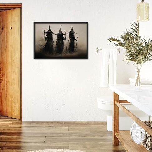Black Framed Dark Academia Wall Art Painting Vintage Witch Poster For Halloween Victorian Gothic Room Wall Decor-Vintage Goth Art Canvas Prints Picture Hang To Bedroom in Saudi Arabia