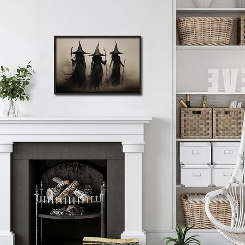 Black Framed Dark Academia Wall Art Painting Vintage Witch Poster For Halloween Victorian Gothic Room Wall Decor-Vintage Goth Art Canvas Prints Picture Hang To Bedroom in Saudi Arabia