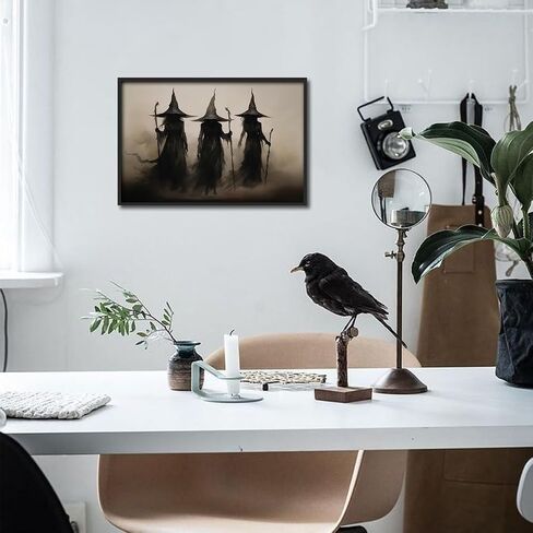 Black Framed Dark Academia Wall Art Painting Vintage Witch Poster For Halloween Victorian Gothic Room Wall Decor-Vintage Goth Art Canvas Prints Picture Hang To Bedroom in Saudi Arabia
