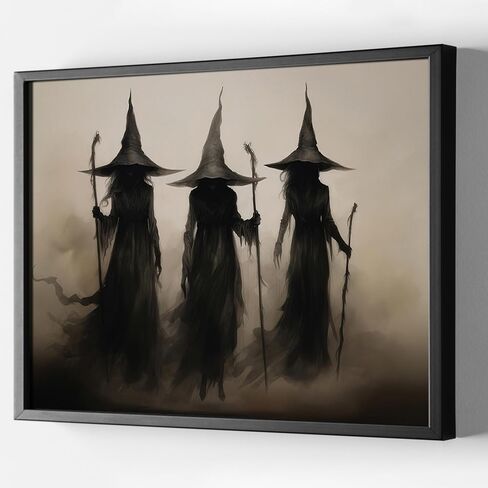 Black Framed Dark Academia Wall Art Painting Vintage Witch Poster For Halloween Victorian Gothic Room Wall Decor-Vintage Goth Art Canvas Prints Picture Hang To Bedroom in Saudi Arabia
