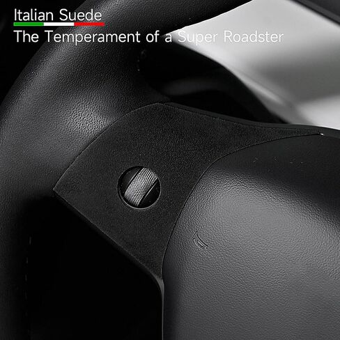 Steering Wheel Panel for Tesla Model 3 2017-2023 Model Y 2020-2023 Italian Suede Interior Sticker Trim Cover Red in Saudi Arabia