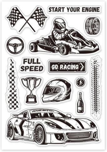 GLOBLELAND Retro Transportation Clear Stamps for DIY Scrapbooking Road Signs Car Motorcycle Silicone Clear Stamp Seals Transparent Stamps for Cards Making Journal Decor in Saudi Arabia