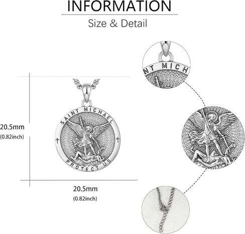 SNOWELLE Saint Michael Necklace 925 Sterling Silver Religious Amulet Medal Pendant for Men Women in Saudi Arabia
