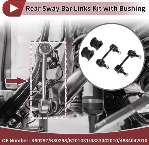 No.K80297/K80298 Rear Stabilizer Bar Links with 2 Pcs Bushing for Toyota RAV4 2001-2005 Sway Bar Link Kits Suspension Bar End Links Black 1 Set in Saudi Arabia