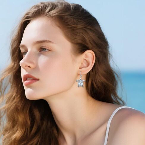 Sea Turtle Earrings Dangle S925 Sterling Silver Opal/Abalone/Moonstone Turtle Tree Of Life Earrings Jewelry Gifts For Women in Saudi Arabia