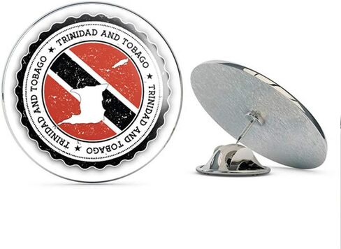 Trinidad and Tobago Grunge Map Flag Stamp Round Metal 0.75" Lapel Pin Hat Shirt Pin Tie Tack Pinback in Saudi Arabia