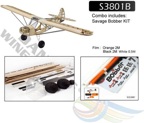 Balsa Wood RC Airplane Kits Savage Bobber Model 1000mm (39.4") Wingspan DIY RC Plane Kit Fixed-Wing for Adults (KIT+Motor+ESC+Servo+Prop+Flim Pack) in Kuwait