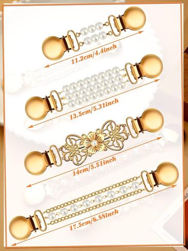 4 Pieces Vintage Sweater Shawl Clips Retro Cardigan Collar Dress Shirt Brooch Clips for Women Wearing, 4 Styles(Delicate Style) in Saudi Arabia