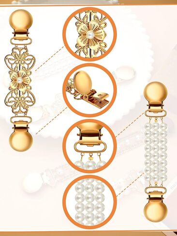4 Pieces Vintage Sweater Shawl Clips Retro Cardigan Collar Dress Shirt Brooch Clips for Women Wearing, 4 Styles(Delicate Style) in Saudi Arabia
