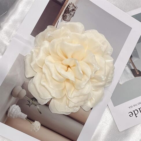 Elegant Organza Silk Rose Flower Extra Large Big Brooches Lapel Pins Fabric Floral Oversized Brooch Pin for Women Wedding Party Banquet Dress Suit Clothes Accessories Fashion Jewelry 210mm in Saudi Arabia
