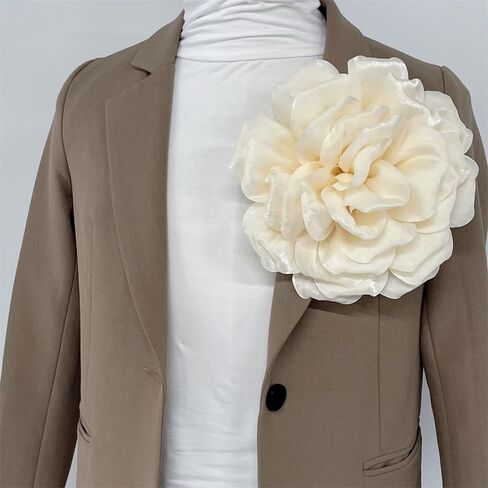 Elegant Organza Silk Rose Flower Extra Large Big Brooches Lapel Pins Fabric Floral Oversized Brooch Pin for Women Wedding Party Banquet Dress Suit Clothes Accessories Fashion Jewelry 210mm in Saudi Arabia