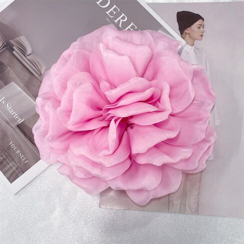 Elegant Organza Silk Rose Flower Extra Large Big Brooches Lapel Pins Fabric Floral Oversized Brooch Pin for Women Wedding Party Banquet Dress Suit Clothes Accessories Fashion Jewelry 210mm in Saudi Arabia