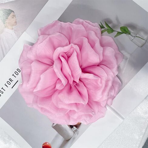 Elegant Organza Silk Rose Flower Extra Large Big Brooches Lapel Pins Fabric Floral Oversized Brooch Pin for Women Wedding Party Banquet Dress Suit Clothes Accessories Fashion Jewelry 210mm in Saudi Arabia