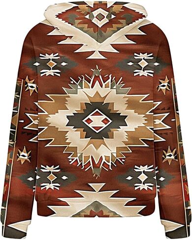 Women's Western Aztec Ethnic Style Hoodies Sweatshirts Casual Western Cowgirl Rhombus Printed Pullover Tops in Kuwait
