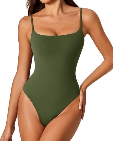 Avidlove Tank Top Bodysuit for Women Square Neck Double Lined Body Suits One Piece Thong Basic Summer Cami Tops in Kuwait