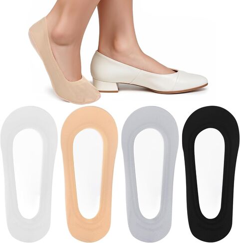 4 Pair Ultra Low Cut No Show Socks for Women, Non Slip Thin Footies Socks, Invisible Liner Sock - Made of Ice Silk Surface (4 Colors) in Saudi Arabia
