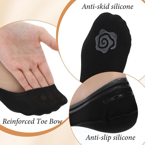 4 Pair Ultra Low Cut No Show Socks for Women, Non Slip Thin Footies Socks, Invisible Liner Sock - Made of Ice Silk Surface (4 Colors) in Saudi Arabia
