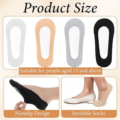 4 Pair Ultra Low Cut No Show Socks for Women, Non Slip Thin Footies Socks, Invisible Liner Sock - Made of Ice Silk Surface (4 Colors) in Saudi Arabia