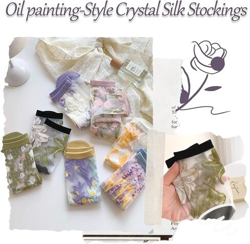 Sheer Socks for Womens,Summer Transparent Floral Lace Mesh Socks,Crystal Glass Silk Elastic See Through Sock in Saudi Arabia