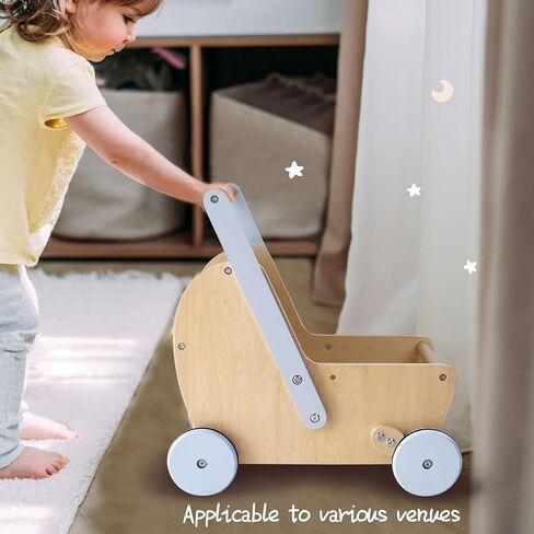 Wooden Doll Stroller,Baby Pram Stroller Toy,Wooden Swan Baby Walker,Baby Stroller Toy for Toddler Boys Girls 18 Months and Up in Kuwait