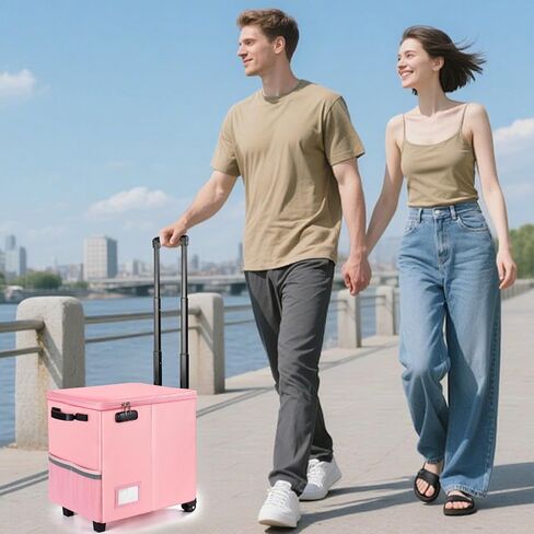 صندوق ملفات دوار مقاوم للحريق بمقبض تلسكوبي، عربة ملفات بعجلات، صندوق تخزين ملفات بقفل، خزانة ملفات، عربات أدوات صندوق حليب قابلة للطي (أسود) in Kuwait