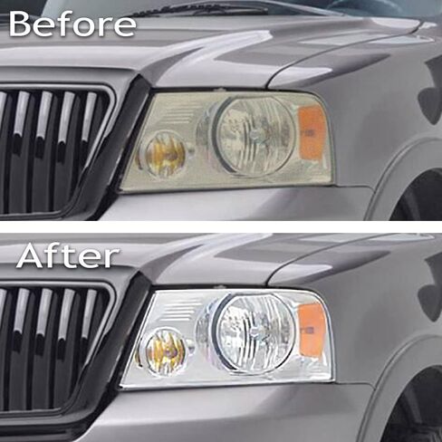 غطاء عدسة المصباح الأمامي باللون البرتقالي الكبير قطعتين متوافق مع Ford F150 2004-2008، مناسب لينكولن مارك LT 2006-2008، غطاء عدسة المصابيح الأمامية اليسرى واليمنى عدسة شفافة in Saudi Arabia