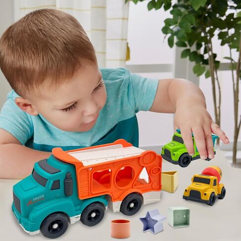 ألعاب شاحنة 4 في 1 للأطفال الصغار لعمر 1 2 3 4 سنوات، مجموعة ألعاب الشاحنة تتضمن شاحنة قلابة، شاحنة قمامة، خلاط إسمنت، خالية من البيسفينول والفثالات والبولي فينيل كلوريد وهدايا عيد الميلاد للأطفال الصغار، ألعاب خارجية للأطفال in Kuwait