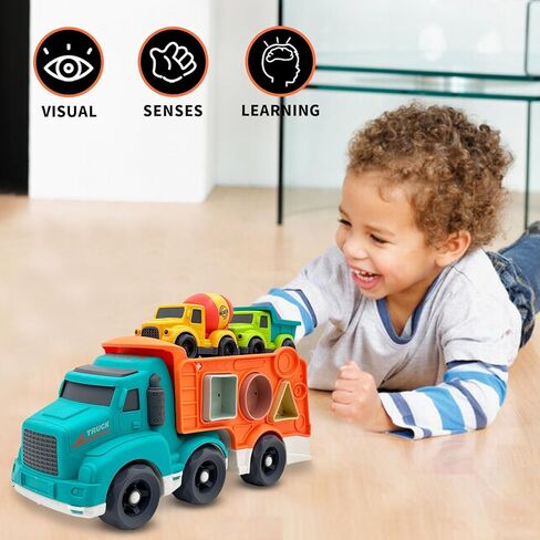ألعاب شاحنة 4 في 1 للأطفال الصغار لعمر 1 2 3 4 سنوات، مجموعة ألعاب الشاحنة تتضمن شاحنة قلابة، شاحنة قمامة، خلاط إسمنت، خالية من البيسفينول والفثالات والبولي فينيل كلوريد وهدايا عيد الميلاد للأطفال الصغار، ألعاب خارجية للأطفال in Kuwait