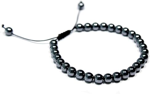 Hematite Bracelet 6mm, Round Beaded Bracelet, Natural Hematite Gemstone Bracelet Hematite Stone Healing Bracelet minimalist gift balancing, Handmade Bracelet, Adjustable Slide-Knot, Unisex, Gift-Ready in Saudi Arabia