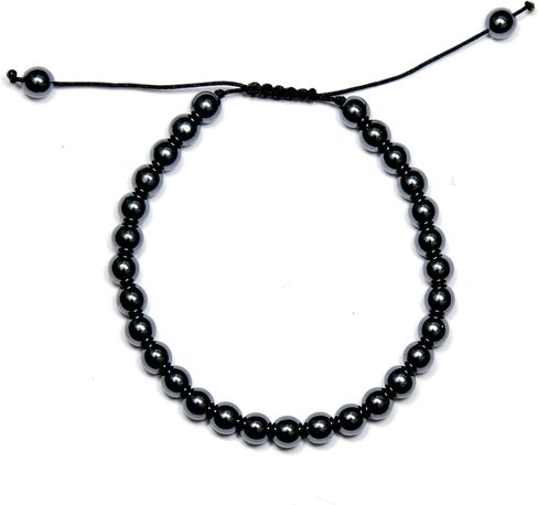 Hematite Bracelet 6mm, Round Beaded Bracelet, Natural Hematite Gemstone Bracelet Hematite Stone Healing Bracelet minimalist gift balancing, Handmade Bracelet, Adjustable Slide-Knot, Unisex, Gift-Ready in Saudi Arabia