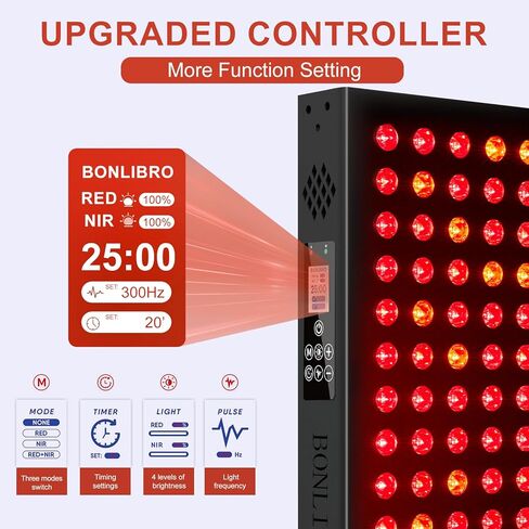 العلاج بالضوء الأحمر للوجه والجسم، موجة رباعية 660 نانومتر 850 نانومتر 630 نانومتر 940 نانومتر بالقرب من لوحة العلاج بالأشعة تحت الحمراء المحمولة جهاز LED مزدوج الشريحة لتخفيف آلام الجسم والنوم الصحي للبشرة (BN-60) in Kuwait