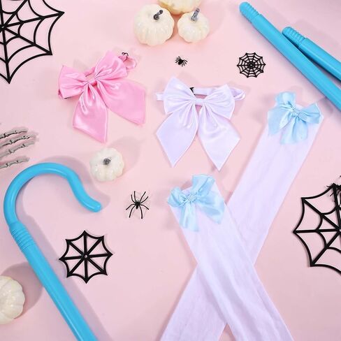 4 Pcs Shepherdess Costume Set Include Staff,Socks,Pink and Blue Bowties for Women Halloween Party Dress Up in Kuwait