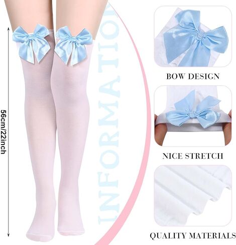 4 Pcs Shepherdess Costume Set Include Staff,Socks,Pink and Blue Bowties for Women Halloween Party Dress Up in Kuwait
