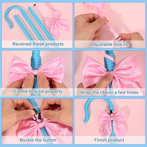 4 Pcs Shepherdess Costume Set Include Staff,Socks,Pink and Blue Bowties for Women Halloween Party Dress Up in Kuwait