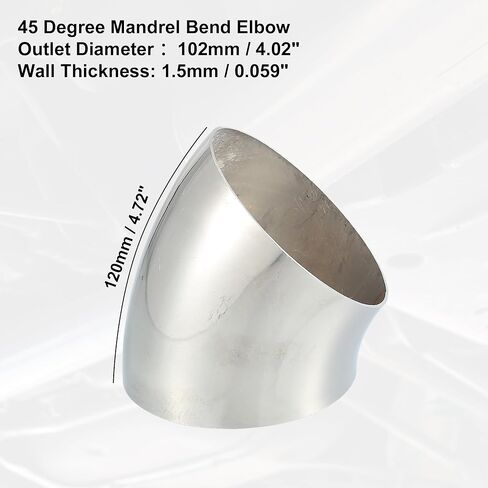 X AUTOHAUX OD 4" 45 Degree Mandrel Bend Exhaust Elbow Pipe SS304 Stainless Steel Bend Tube 16GA /.060" Wall Thickness Exhaust Piping for Car Exhaust Pipe Elbow Modified 1pcs in Saudi Arabia