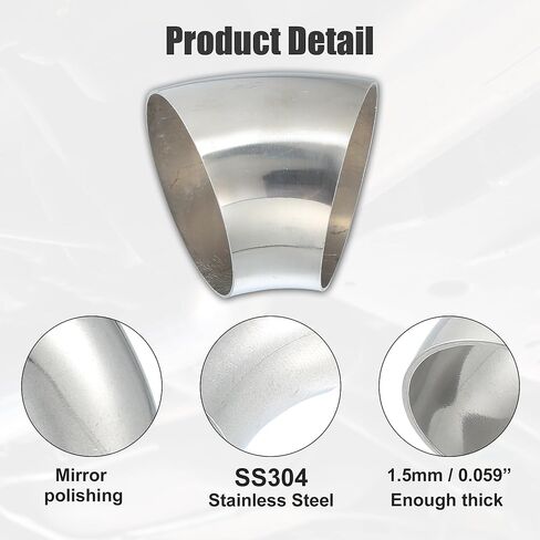 X AUTOHAUX OD 4" 45 Degree Mandrel Bend Exhaust Elbow Pipe SS304 Stainless Steel Bend Tube 16GA /.060" Wall Thickness Exhaust Piping for Car Exhaust Pipe Elbow Modified 1pcs in Saudi Arabia