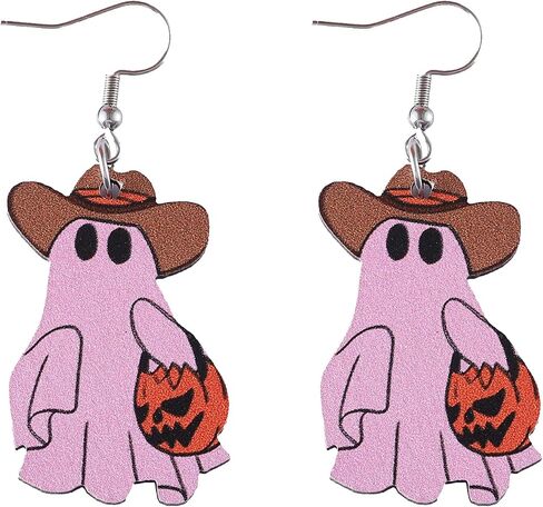 2025 Halloween Earrings for Women Dangle Double-sided Printed Gothic Ghost Earrings for Halloween Party Accessories in Kuwait