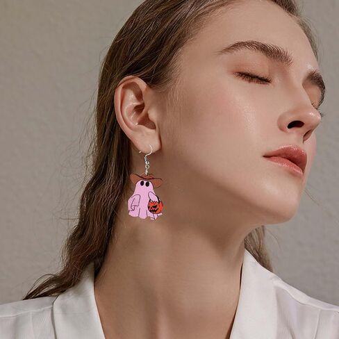 2025 Halloween Earrings for Women Dangle Double-sided Printed Gothic Ghost Earrings for Halloween Party Accessories in Kuwait