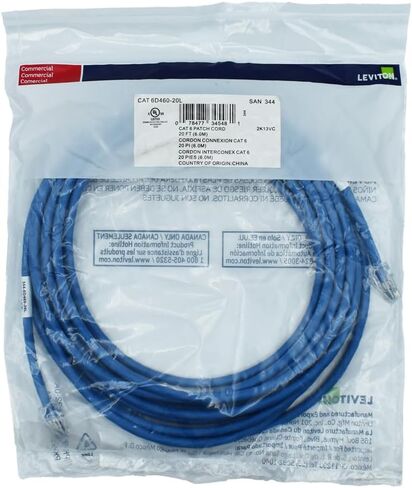 Leviton 6D460-10L eXtreme 6+ SlimLine Patch Cord, CAT 6, 10-Foot Length, Blue in Saudi Arabia