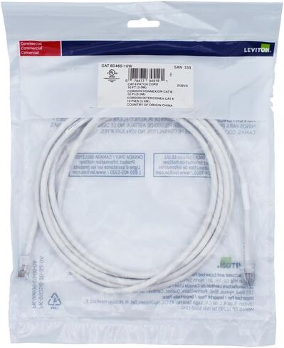 Leviton 6D460-10L eXtreme 6+ SlimLine Patch Cord, CAT 6, 10-Foot Length, Blue in Saudi Arabia