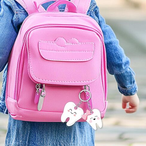 Tooth Shape Keychain Pink Dentist Key Ring Cute Tooth First Tooth Party Favors 1st Teething Party Decorations for Dentist Students Office Staffs Dental Dentist Gift Handbag Pendant Party Favors in Saudi Arabia