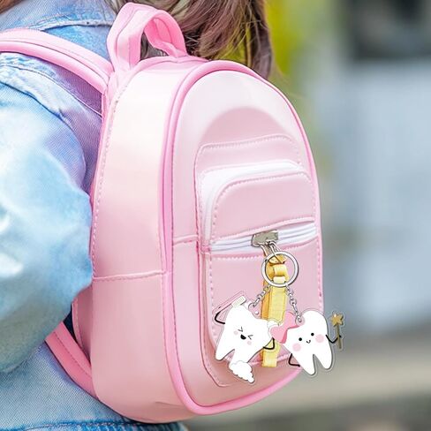 Tooth Shape Keychain Pink Dentist Key Ring Cute Tooth First Tooth Party Favors 1st Teething Party Decorations for Dentist Students Office Staffs Dental Dentist Gift Handbag Pendant Party Favors in Saudi Arabia