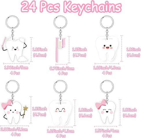 Tooth Shape Keychain Pink Dentist Key Ring Cute Tooth First Tooth Party Favors 1st Teething Party Decorations for Dentist Students Office Staffs Dental Dentist Gift Handbag Pendant Party Favors in Saudi Arabia
