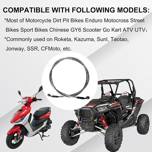 Braided Hydraulic Brake Hose Line Brake Cable Universal Brake Lines Compatible with Dirt Bike Softail ATV UTV Go Kart GY6 Scooter 10mm Banjo Ends M10 82.6" / 210cm in Saudi Arabia