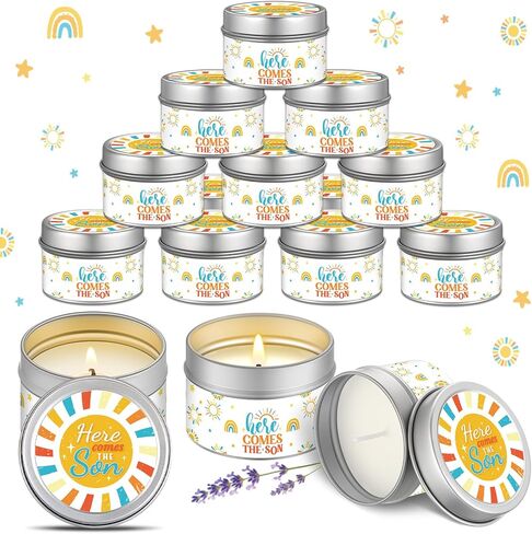 Nuanchu 12 Pcs Here Comes The Sun Baby Shower Candles Gifts Bulk for Guests Thank You Gifts Boho Rainbow Sunshine Party Favor Lavender Birthday Candles Souvenirs for Guests Gender Reveal Boy, 1.2 Oz in Saudi Arabia
